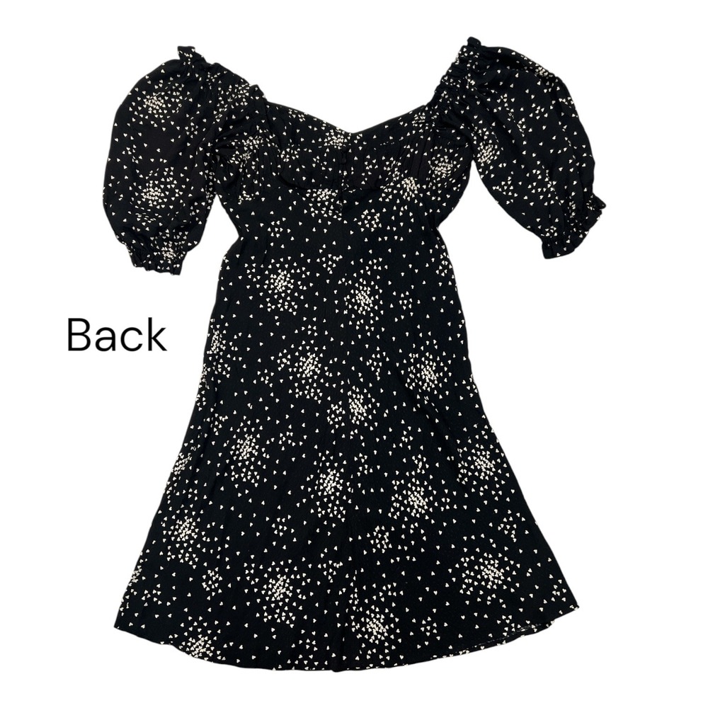 By Anthropologie Juliet Heart Puff Sleeve Dress Black L Dark Coquette Milkmaid - Picture 4 of 9
